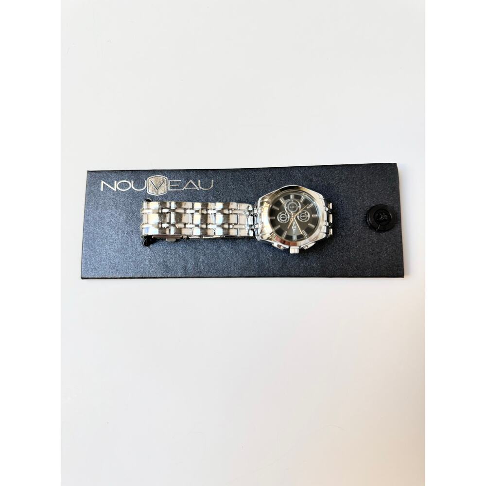 NWT Nouveau Silver Stainless Steel Multi Function Watch - Picture 2 of 10
